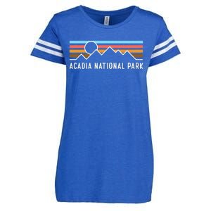 Acadia National Park Retro Mountain Lines Camping Souvenir Enza Ladies Jersey Football T-Shirt