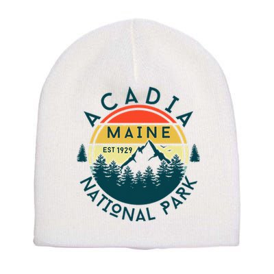 Acadia National Park Maine Mountains Nature Hiking Retro Short Acrylic Beanie