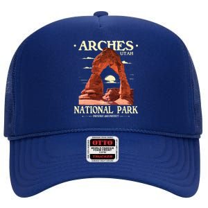 Arches National Park Retro Hiking & Camping Lover High Crown Mesh Back Trucker Hat