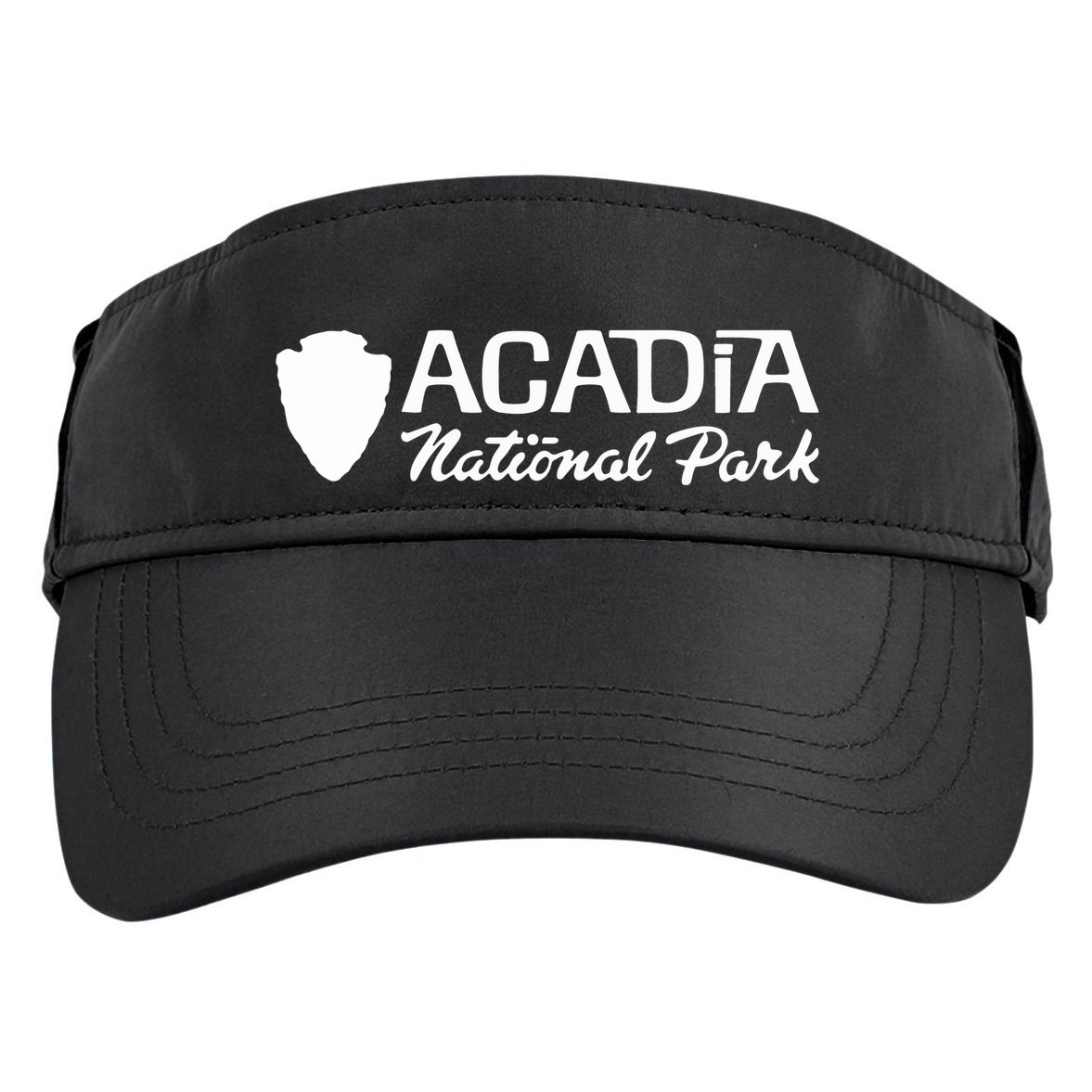 Acadia National Park Retro Arrowhead Wordmark Adult Drive Performance Visor