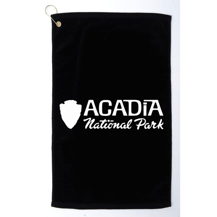 Acadia National Park Retro Arrowhead Wordmark Golf Towel