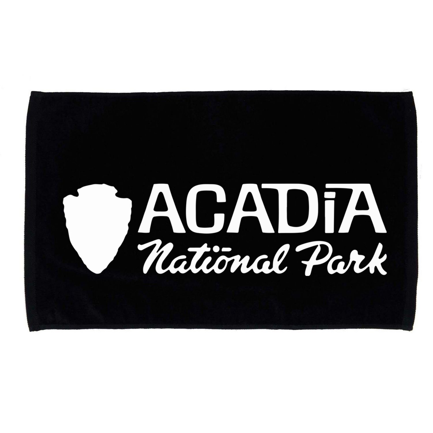 Acadia National Park Retro Arrowhead Wordmark Microfiber Hand Towel