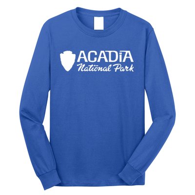 Acadia National Park Retro Arrowhead Wordmark Long Sleeve Shirt