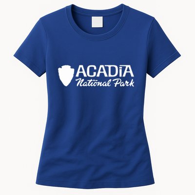 Acadia National Park Retro Arrowhead Wordmark Womens T-Shirt