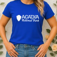 Acadia National Park Retro Arrowhead Wordmark Womens T-Shirt