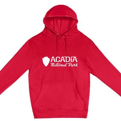 Acadia National Park Retro Arrowhead Wordmark Premium Pullover Hoodie