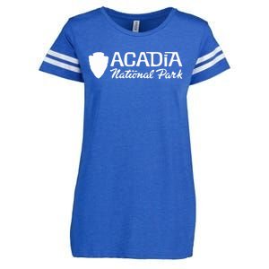 Acadia National Park Retro Arrowhead Wordmark Enza Ladies Jersey Football T-Shirt