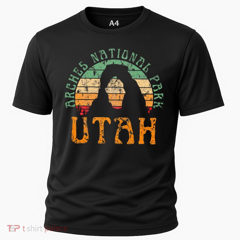 Arches National Park Utah Desert Arch Retro Sunset Vintage Performance Shirt