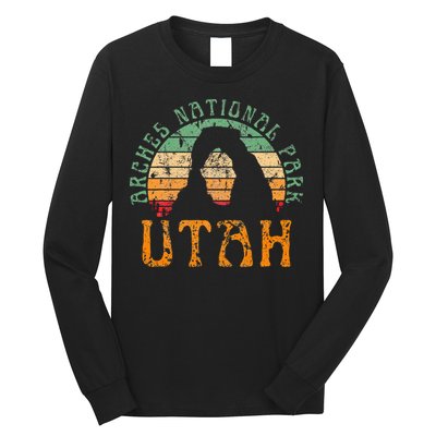 Arches National Park Utah Desert Arch Retro Sunset Vintage Long Sleeve Shirt