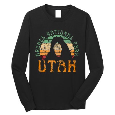 Arches National Park Utah Desert Arch Retro Sunset Vintage Long Sleeve Shirt