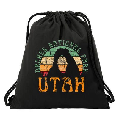 Arches National Park Utah Desert Arch Retro Sunset Vintage Drawstring Bag