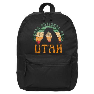 Arches National Park Utah Desert Arch Retro Sunset Vintage 16 in Basic Backpack