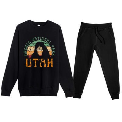 Arches National Park Utah Desert Arch Retro Sunset Vintage Premium Crewneck Sweatsuit Set