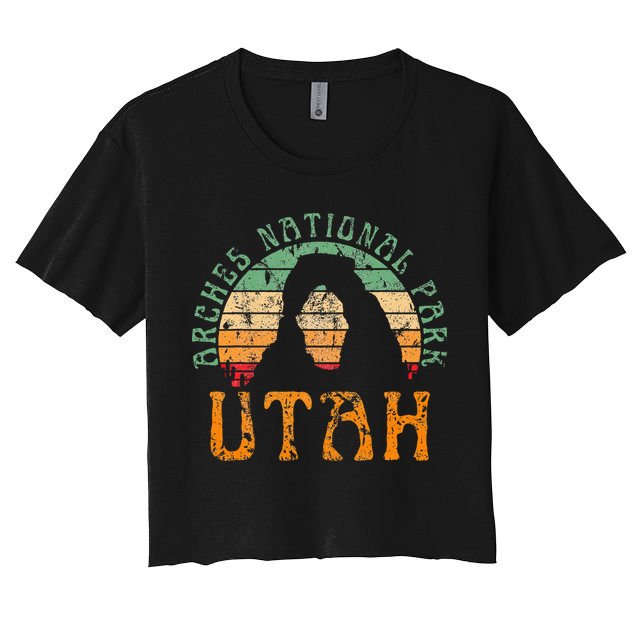 Arches National Park Utah Desert Arch Retro Sunset Vintage Crop Top