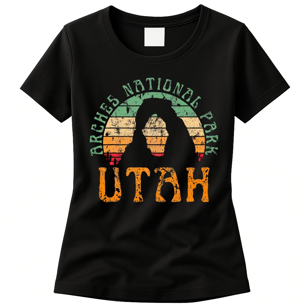 Arches National Park Utah Desert Arch Retro Sunset Vintage Womens T-Shirt