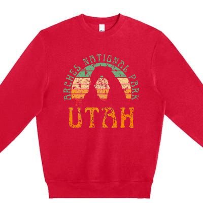 Arches National Park Utah Desert Arch Retro Sunset Vintage Premium Crewneck Sweatshirt