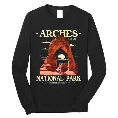 Arches National Park Retro Hiking & Camping Lover Long Sleeve Shirt