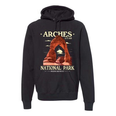 Arches National Park Retro Hiking & Camping Lover Premium Hoodie