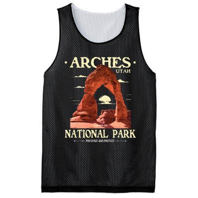 Arches National Park Retro Hiking & Camping Lover Mesh Reversible Basketball Jersey Tank