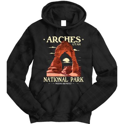 Arches National Park Retro Hiking & Camping Lover Tie Dye Hoodie