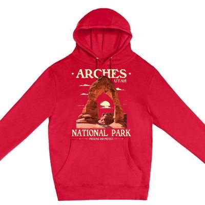 Arches National Park Retro Hiking & Camping Lover Premium Pullover Hoodie