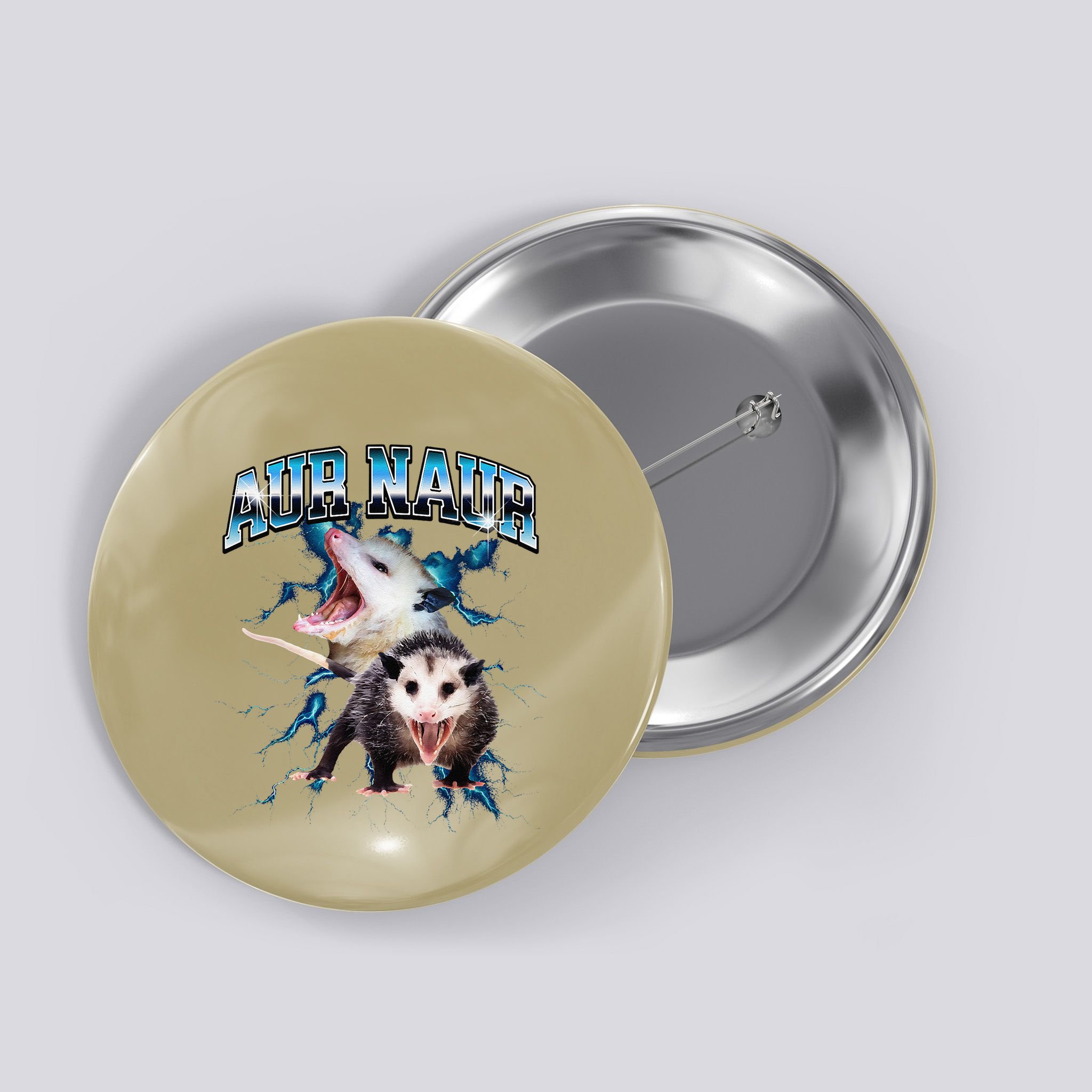 Aur Naur Possum Cute Funny Sarcastic Meme Button