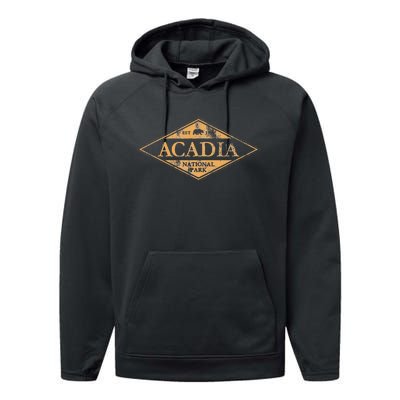 Acadia National Park Maine Bear Graphic Performance Fleece Hoodie