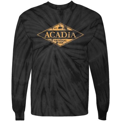 Acadia National Park Maine Bear Graphic Tie-Dye Long Sleeve Shirt