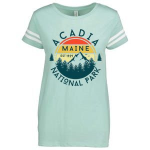 Acadia National Park Maine Mountains Nature Hiking Retro Enza Ladies Jersey Football T-Shirt