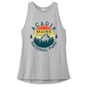 Acadia National Park Maine Mountains Nature Hiking Retro Ladies PosiCharge Tri-Blend Wicking Tank