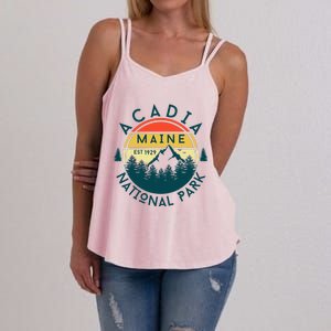 Acadia National Park Maine Mountains Nature Hiking Retro Women's Strappy Tank