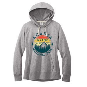 Acadia National Park Maine Mountains Nature Hiking Retro Women's Fleece Hoodie