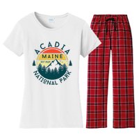 Acadia National Park Maine Mountains Nature Hiking Retro Women's Flannel Pajama Set