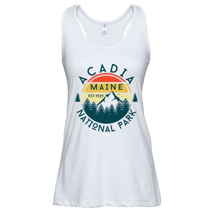 Acadia National Park Maine Mountains Nature Hiking Retro Ladies Essential Flowy Tank