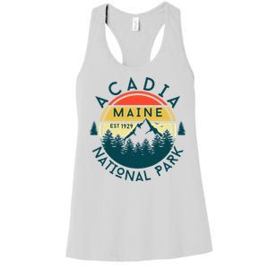 Acadia National Park Maine Mountains Nature Hiking Retro Women's Racerback Tank