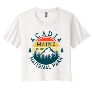 Acadia National Park Maine Mountains Nature Hiking Retro Women's Crop Top Tee