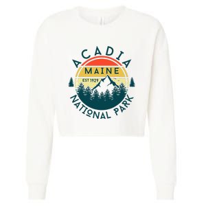 Acadia National Park Maine Mountains Nature Hiking Retro Cropped Pullover Crew