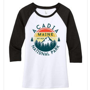 Acadia National Park Maine Mountains Nature Hiking Retro Women's Tri-Blend 3/4-Sleeve Raglan Shirt