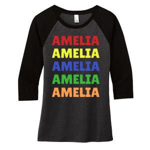 Amelia Name Personalized Funny Women's Tri-Blend 3/4-Sleeve Raglan Shirt