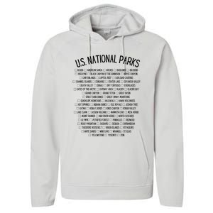 American National Parks Checklist US National Parks Family Performance Fleece Hoodie