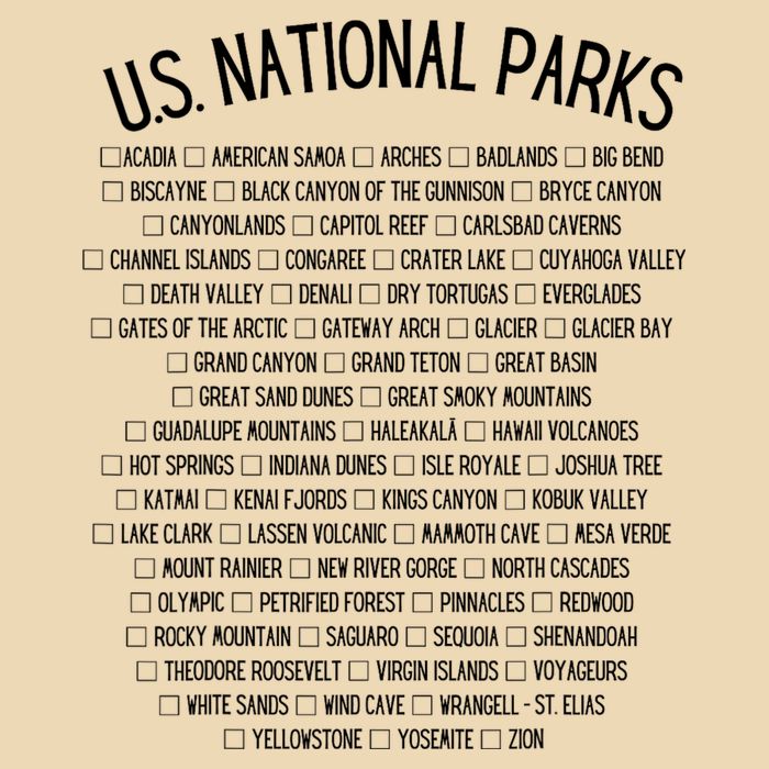 American National Parks Checklist US National Parks Family Drawstring Bag