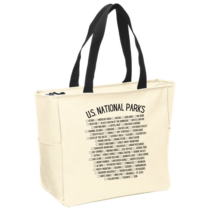 American National Parks Checklist US National Parks Family Zip Tote Bag