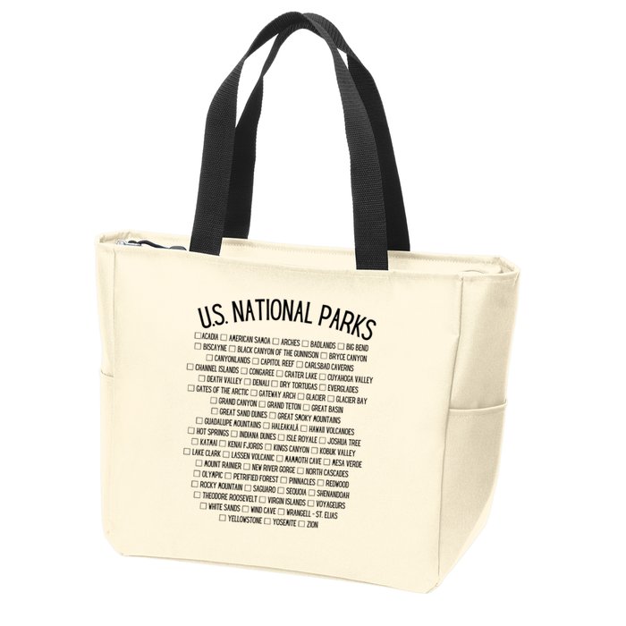 American National Parks Checklist US National Parks Family Zip Tote Bag