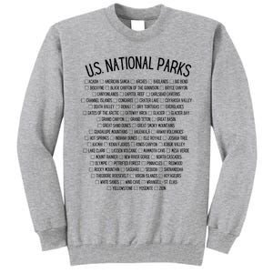 American National Parks Checklist US National Parks Family Tall Sweatshirt