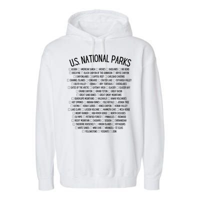 American National Parks Checklist US National Parks Family Garment-Dyed Fleece Hoodie