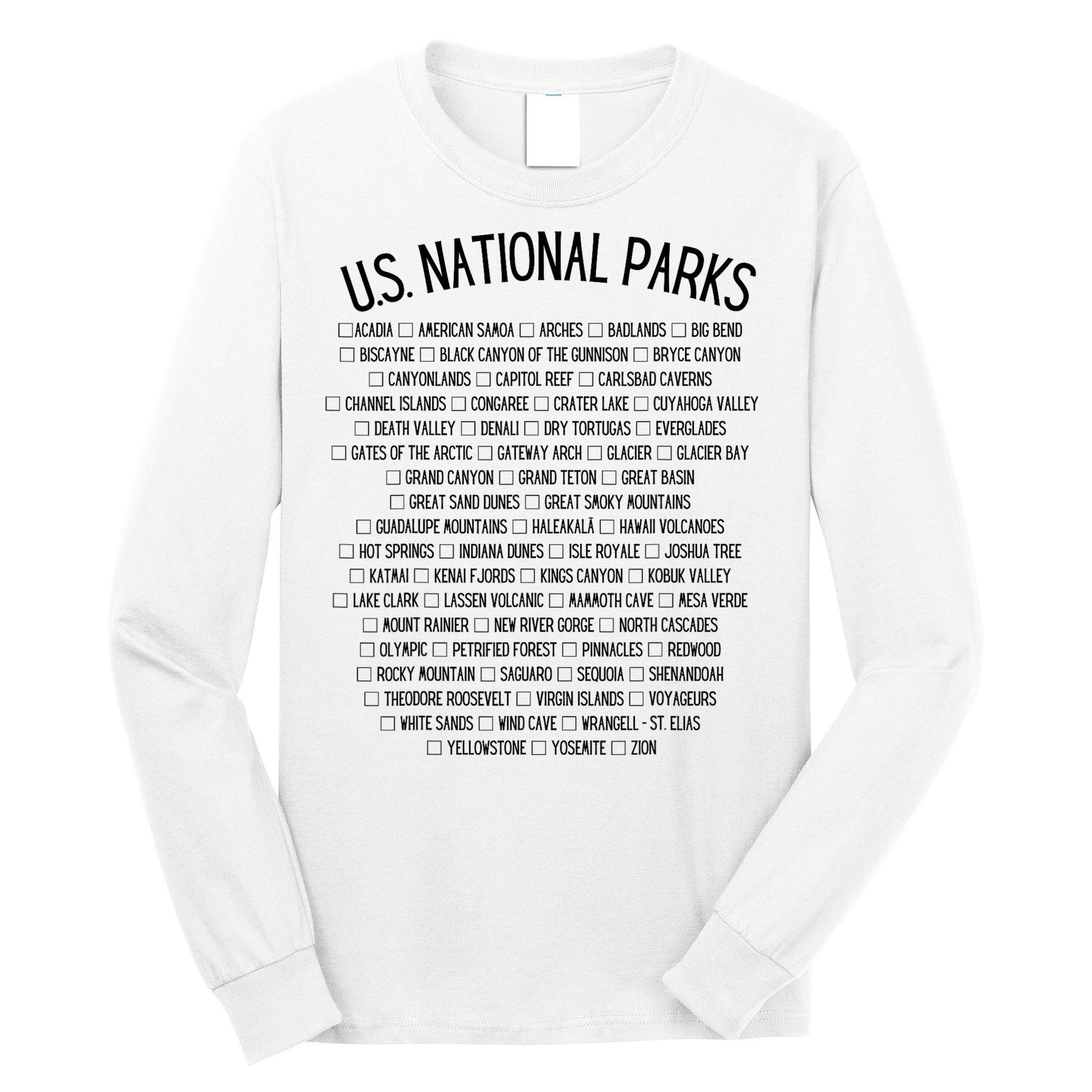 American National Parks Checklist US National Parks Family Long Sleeve Shirt