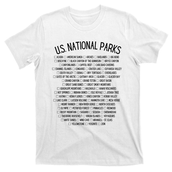 American National Parks Checklist US National Parks Family T-Shirt