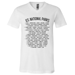 American National Parks Checklist US National Parks Family V-Neck T-Shirt