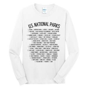 American National Parks Checklist US National Parks Family Tall Long Sleeve T-Shirt