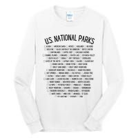 American National Parks Checklist US National Parks Family Tall Long Sleeve T-Shirt